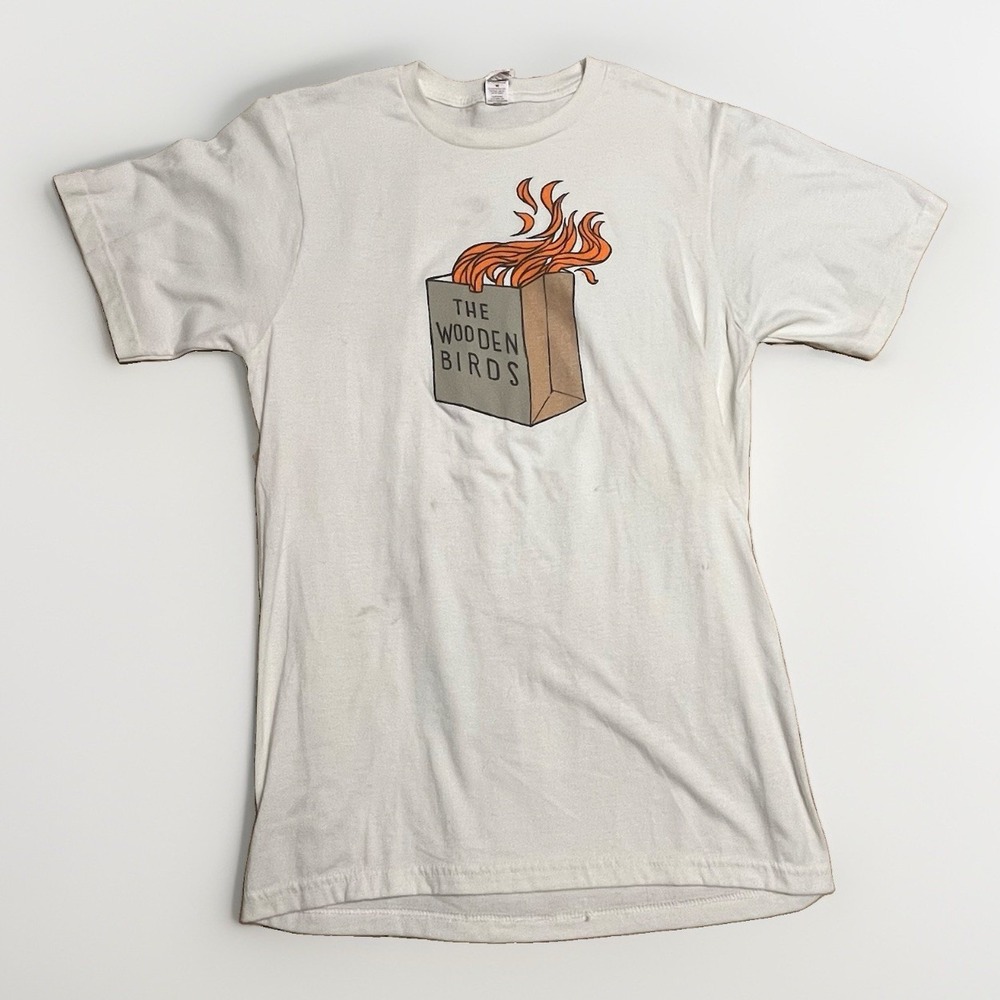 The Wooden Birds Band T-Shirt Size Medium White Indie Rock American Analog Set